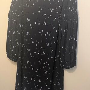 CeCe Black Floral Long Sleeve Dress